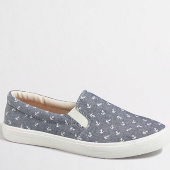 J. Crew Shoes - J. Crew Slip On Shoes Anchor Print Flats 6 Blue